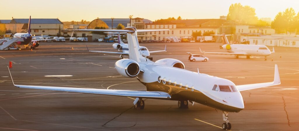 Private jet plane at airport